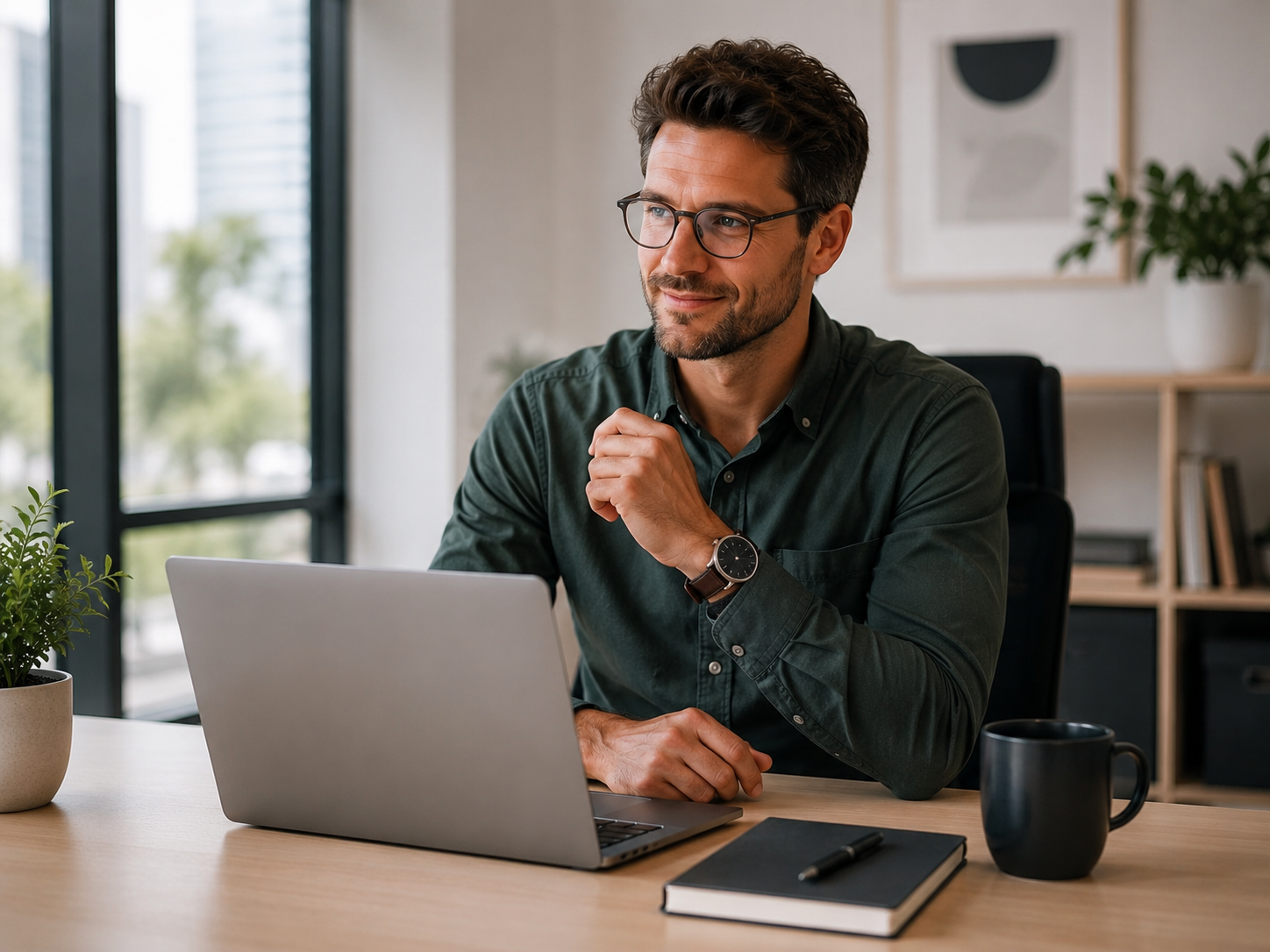Person reviewing detected open questions from an email thread in Chifty Office on a laptop