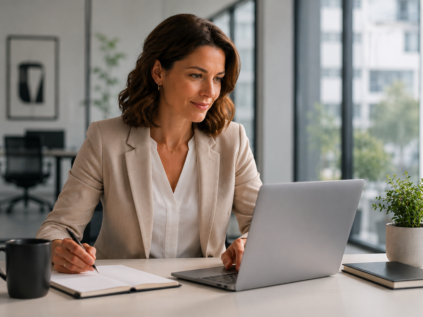 Person reviewing a summarized email thread with Chifty Office on a laptop